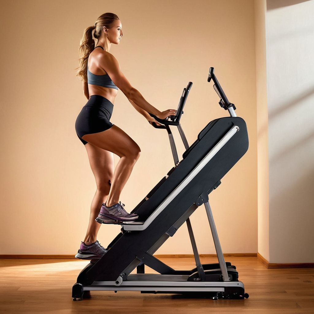 Stair stepper workout, fitness equipment, home gym